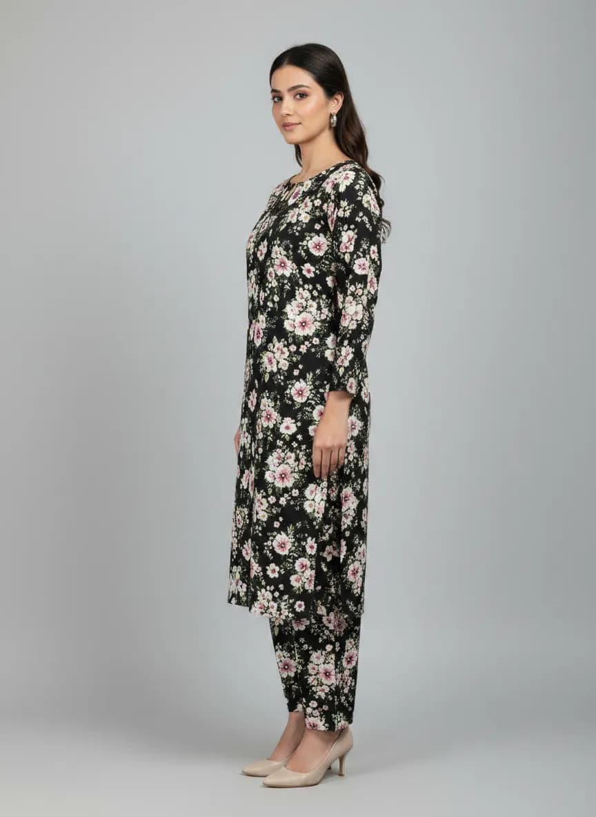 Stylish 2 Pcs Women's Unstitched Printed Suit