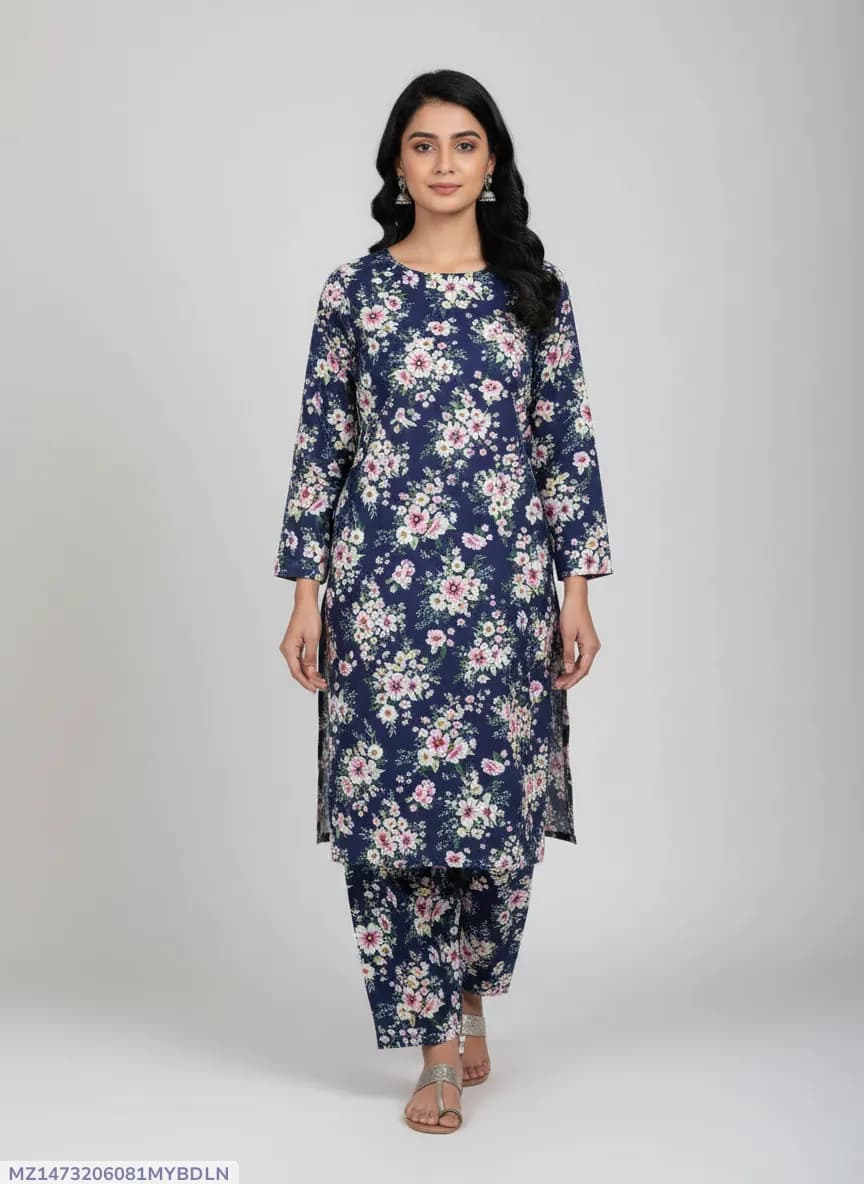 Stylish 2 Pcs Women's Unstitched Printed Suit