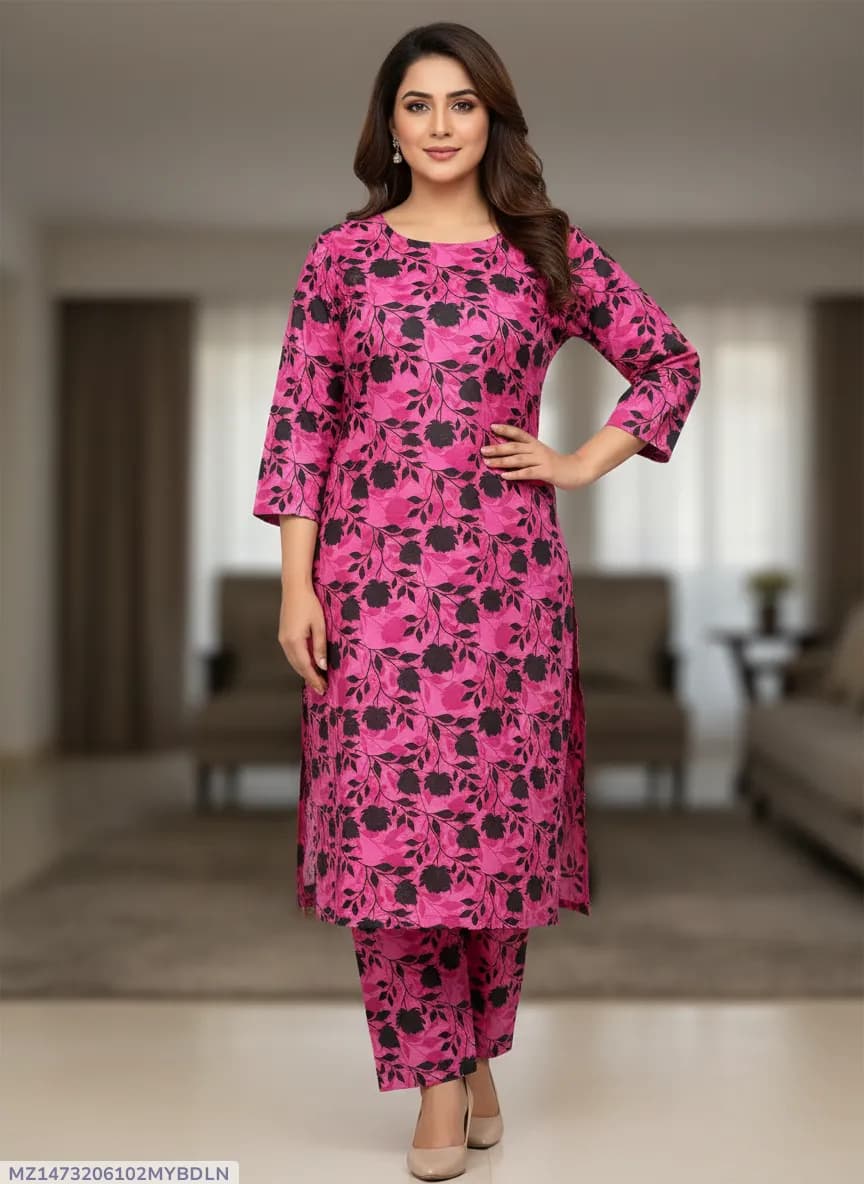 Stylish 2 Pcs Women's Unstitched Printed Suit