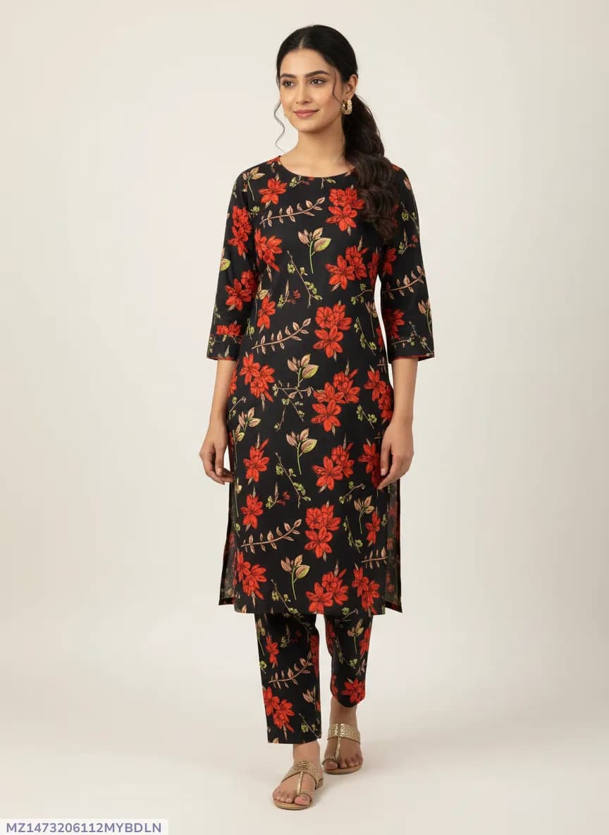 Stylish 2 Pcs Women's Unstitched Printed Suit