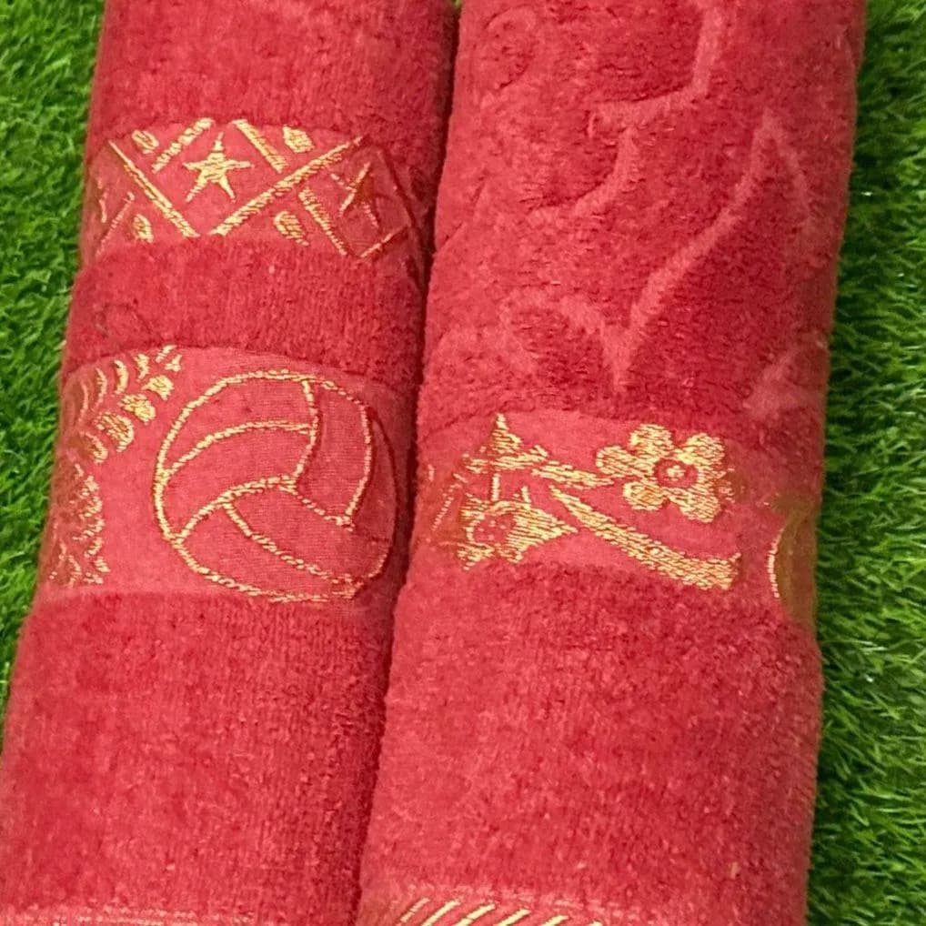 Red Velvet Bath Towel Set 2 Pcs 54x27"