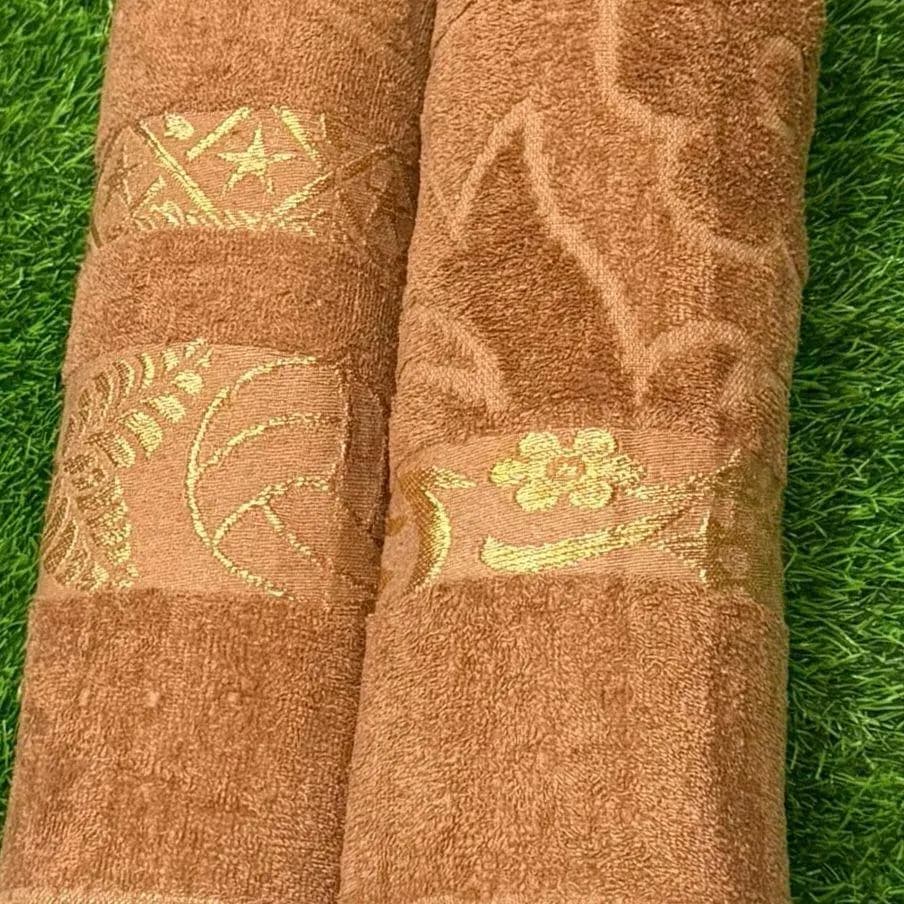 Soft Velvet Bath Towel 2 Pcs Brown