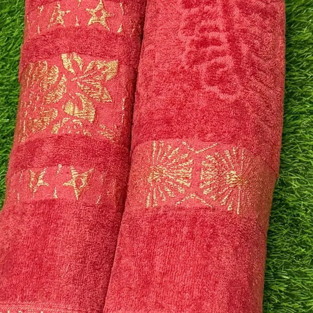 Red Velvet Bath Towel Set 2 Pcs 54x27"