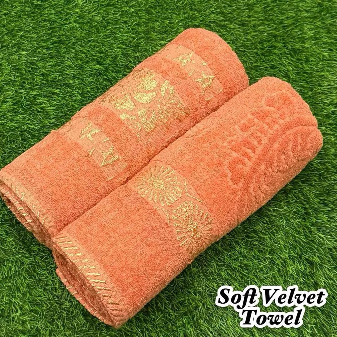 Soft Velvet Bath Towel Orange 2 Pcs