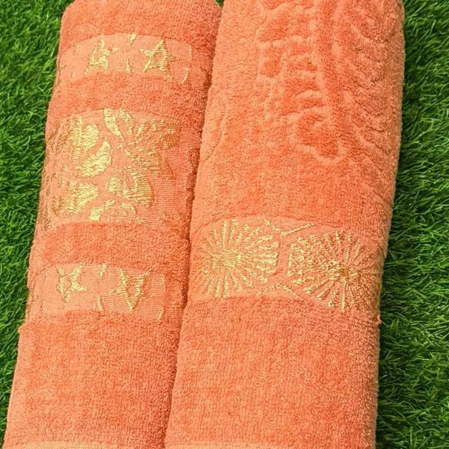Soft Velvet Bath Towel Orange 2 Pcs