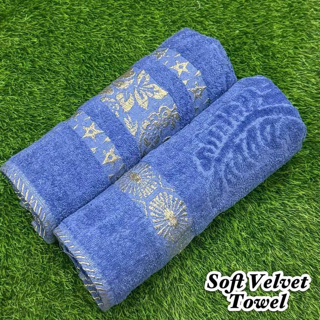 Blue Velvet Bath Towels 2 Pcs Soft Absorbent