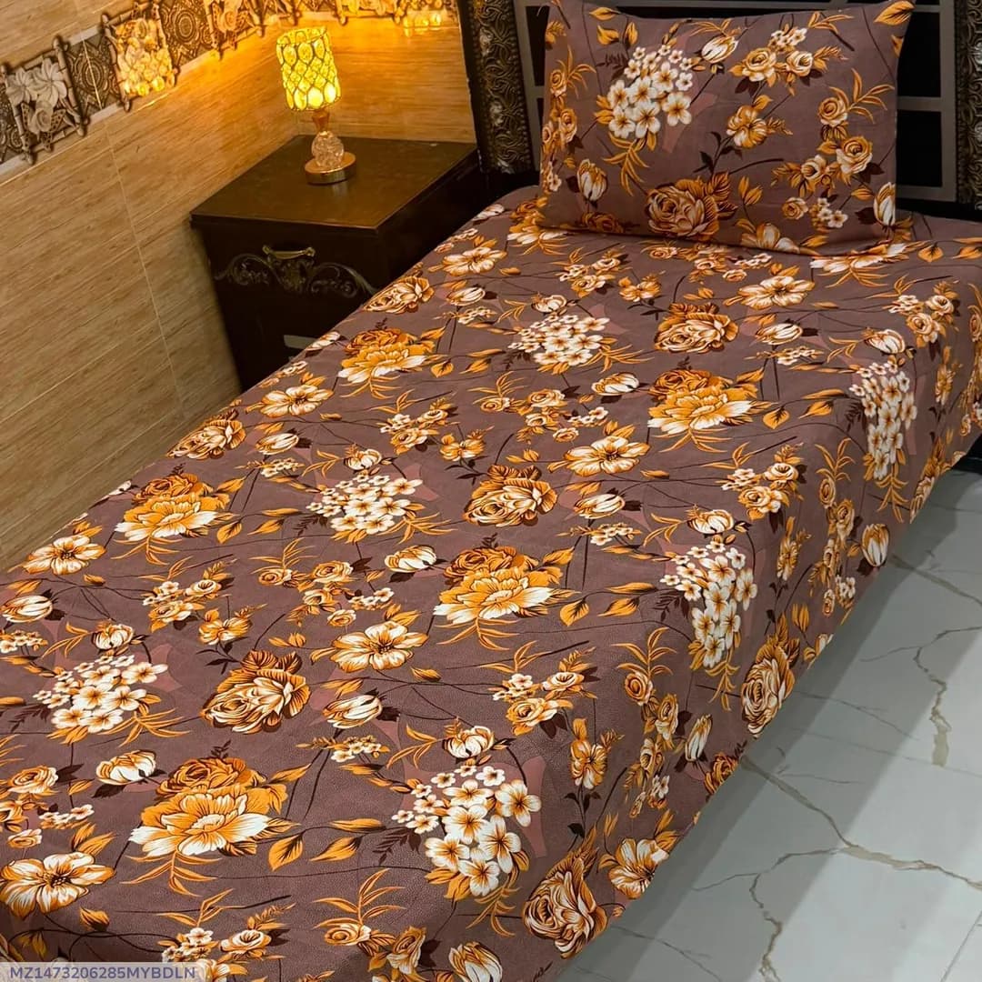 Vibrant 4 Pcs Crystal Cotton Printed Single Bedsheet