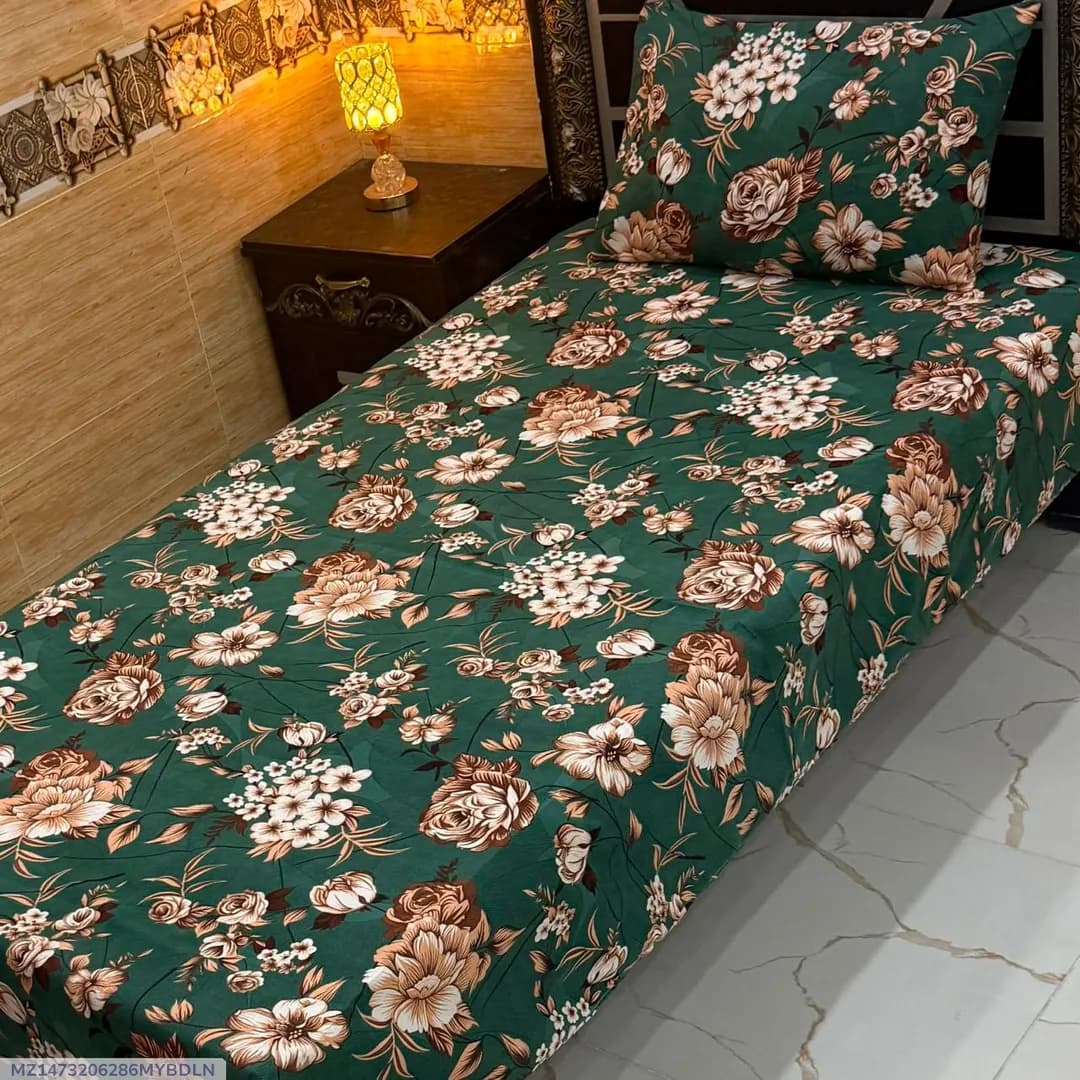 Vibrant 4 Pcs Crystal Cotton Printed Single Bedsheet