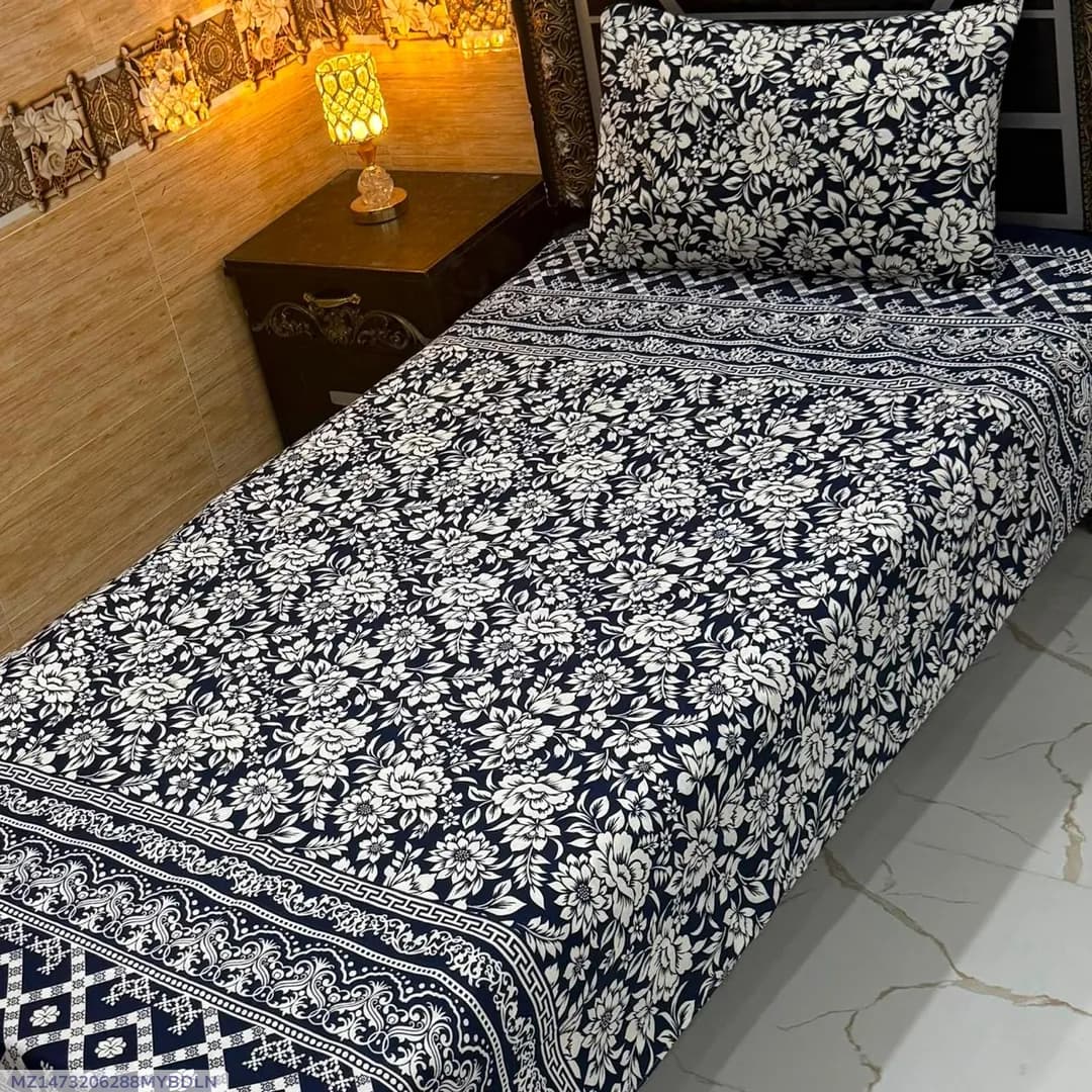 Vibrant 4 Pcs Crystal Cotton Printed Single Bedsheet