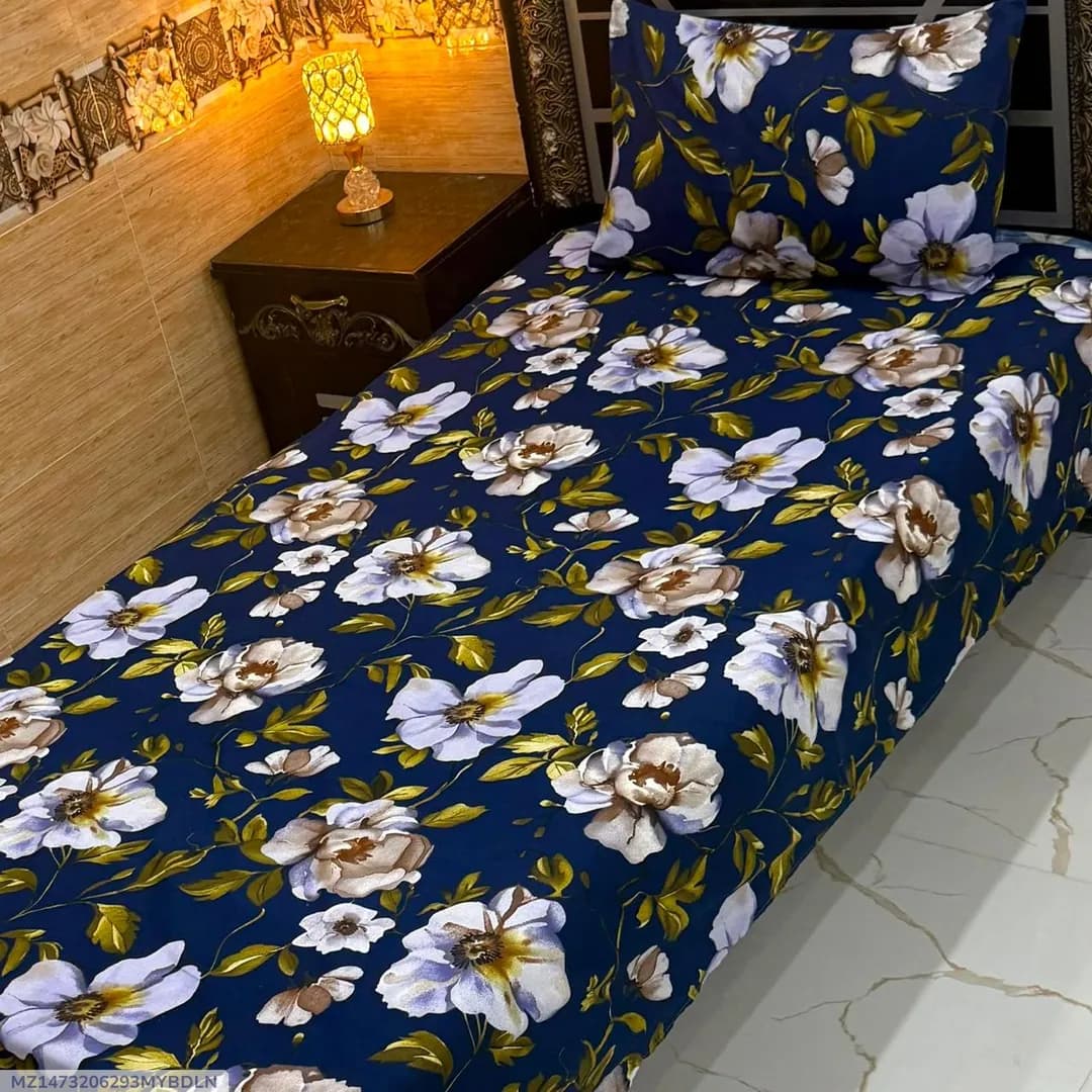 Vibrant 4 Pcs Crystal Cotton Printed Single Bedsheet