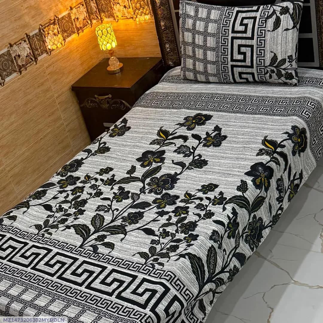 Vibrant 4 Pcs Crystal Cotton Printed Single Bedsheet