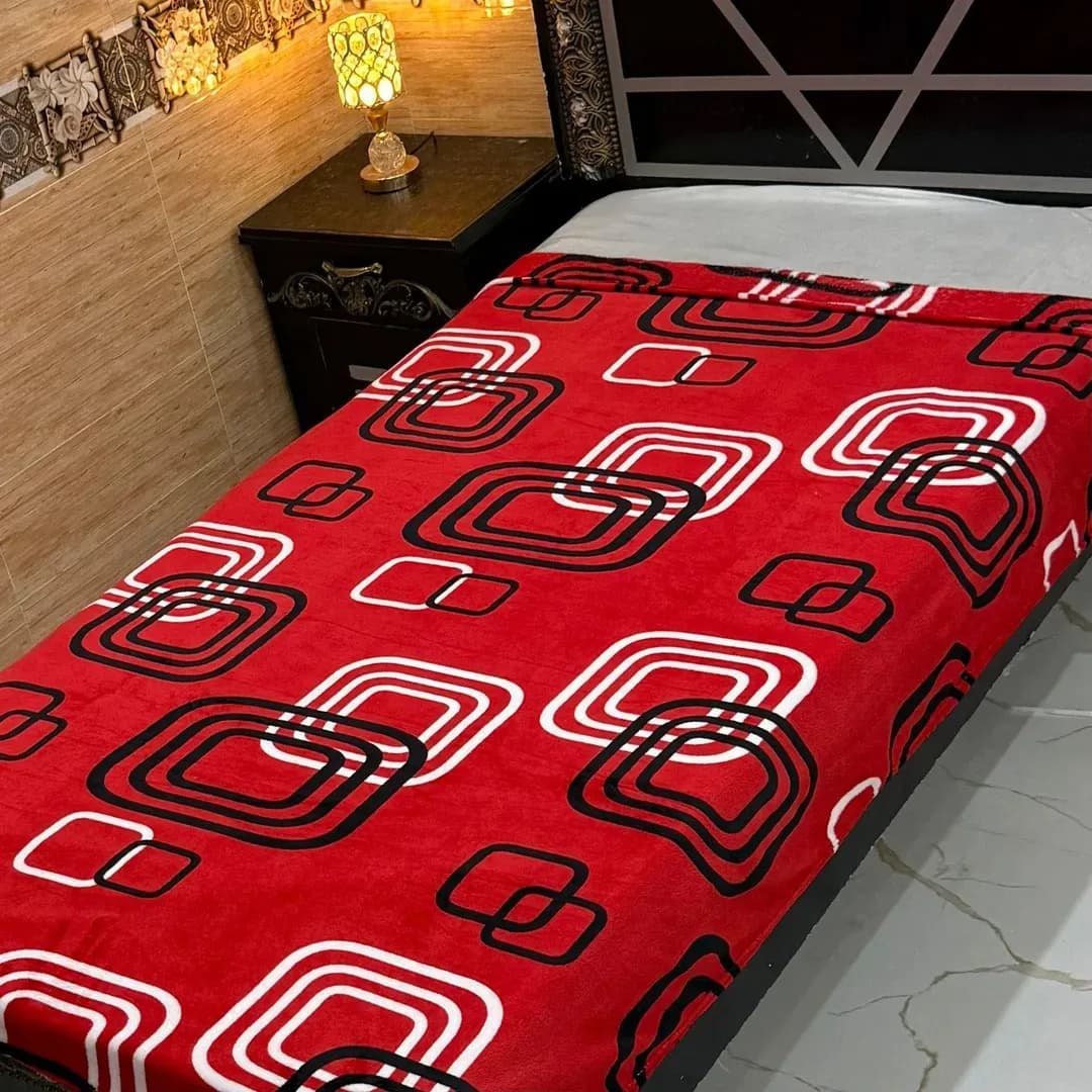 Red Fleece Printed Single Bed Blanket 89x60"