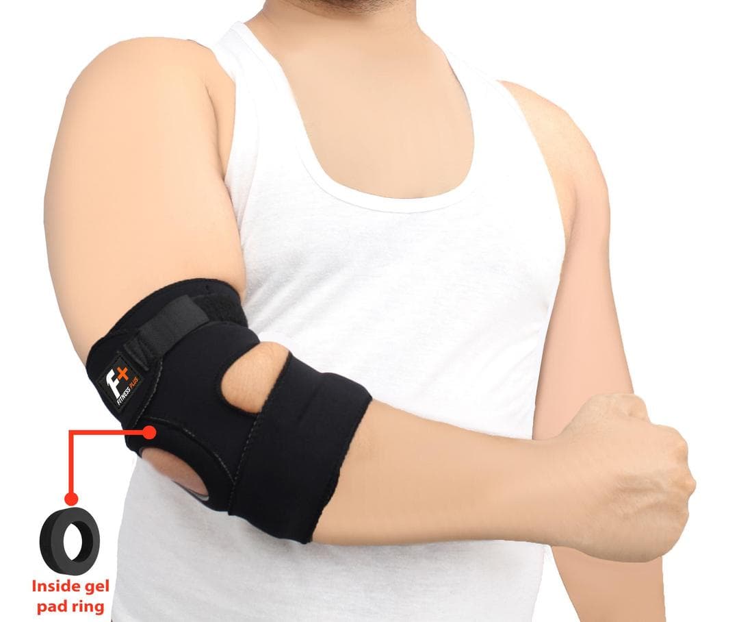 Black Latex Elbow Support Brace 3cm Lightweight Fitness Gym
