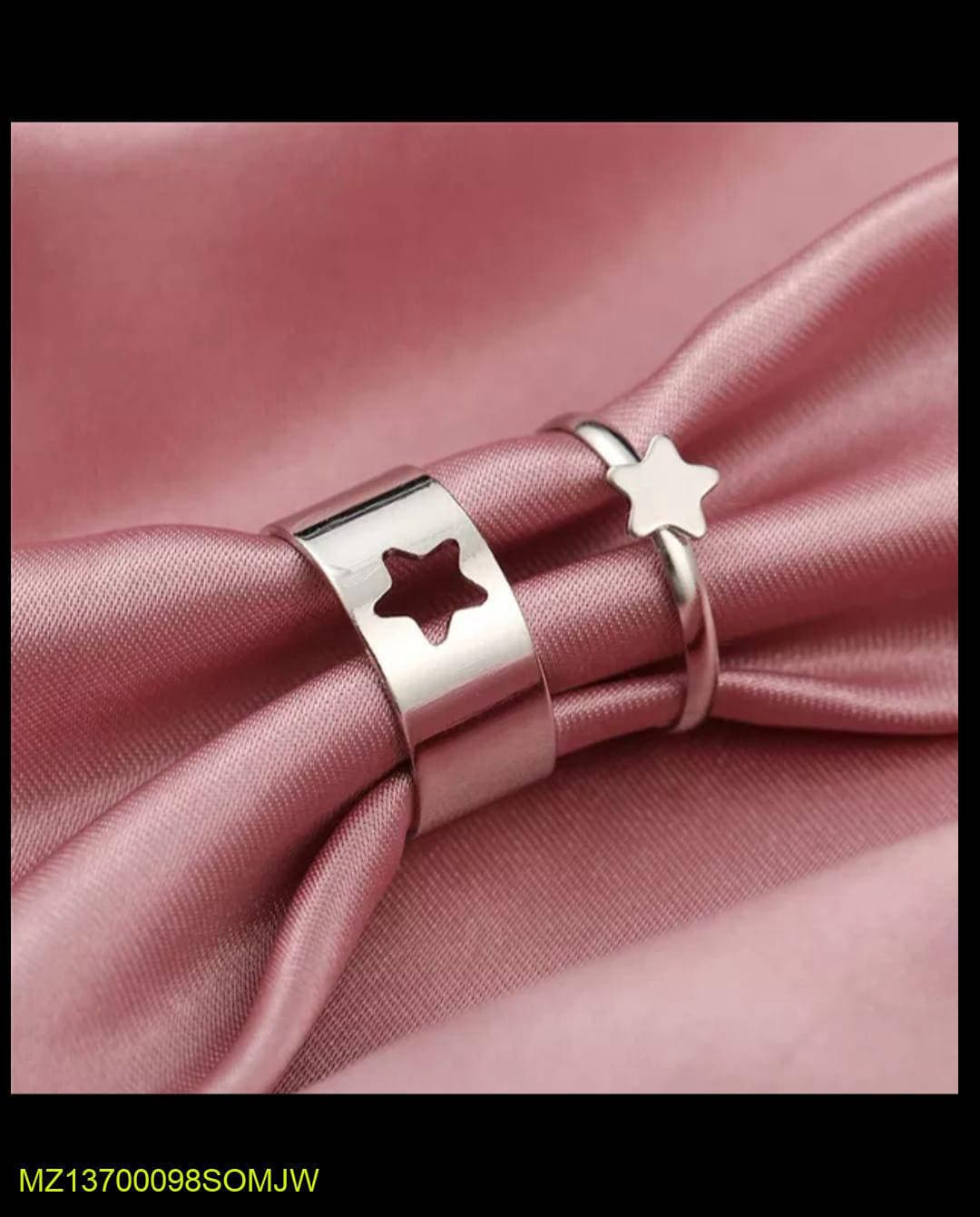 Silver Plated Adjustable Couple Star Rings for Men Women