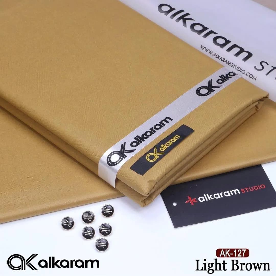 Unstitched Cotton Suit Light Brown for Men