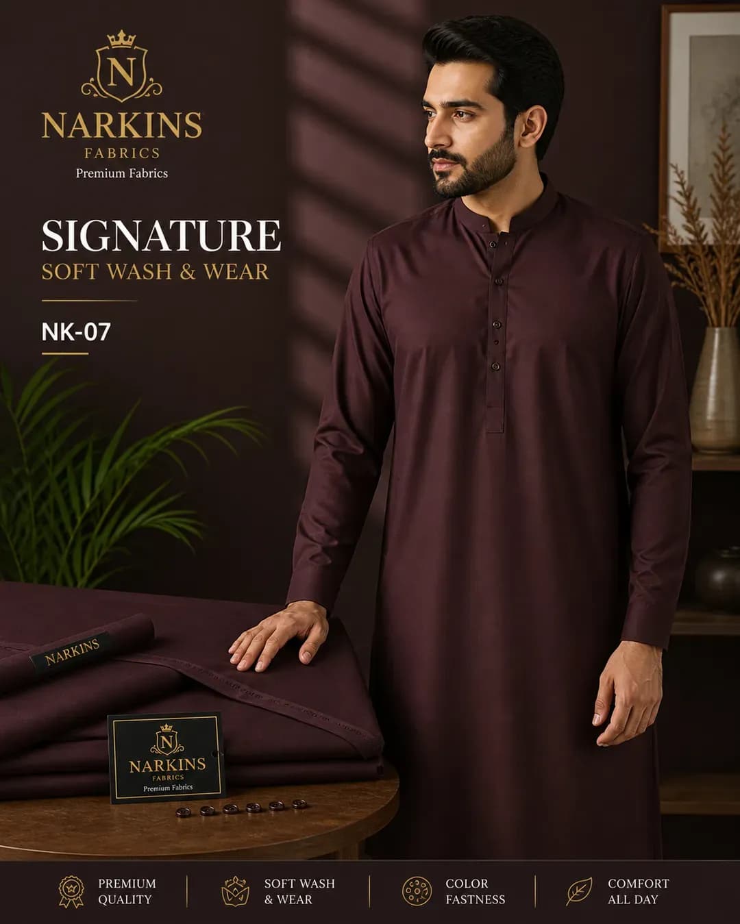 Maroon Wash & Wear Men Suit Fabric
