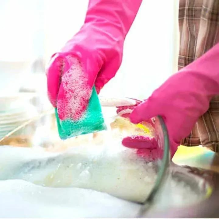 Pink Rubber Cleaning Gloves for Kitchen Floors