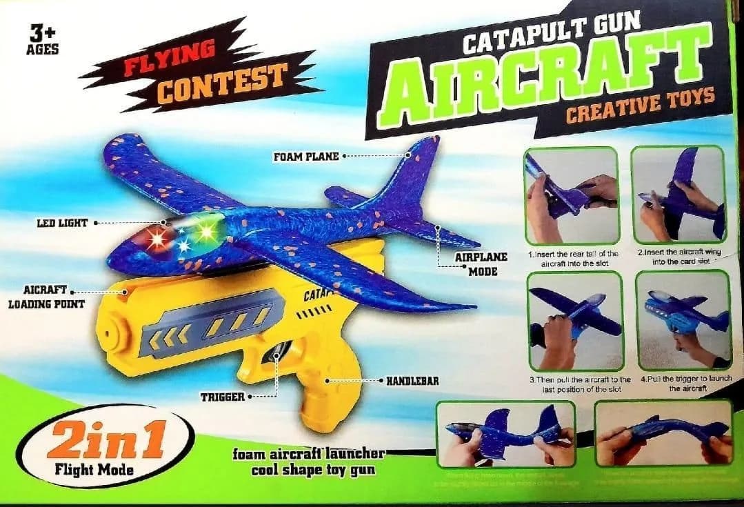Flying Aircraft Toy Gun for Kids 3+ Multicolor