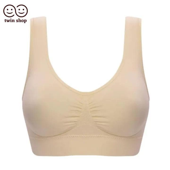 Beige Fitted Sports Bra Lycra Breathable All Season