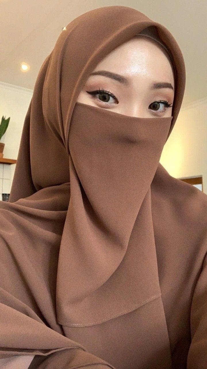 Chiffon 2 Pcs Hijab Set Brown Plain Lightweight