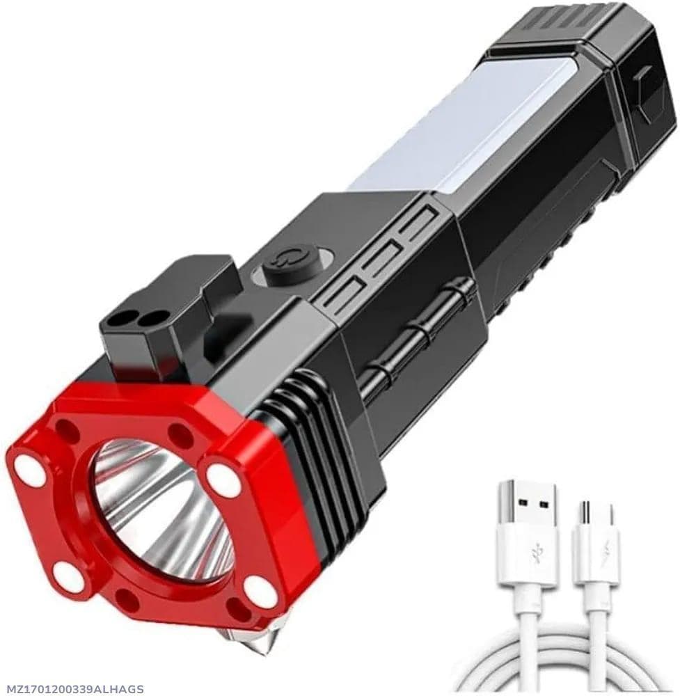 Rechargeable LED Torch Light Black ABS 1000mAh