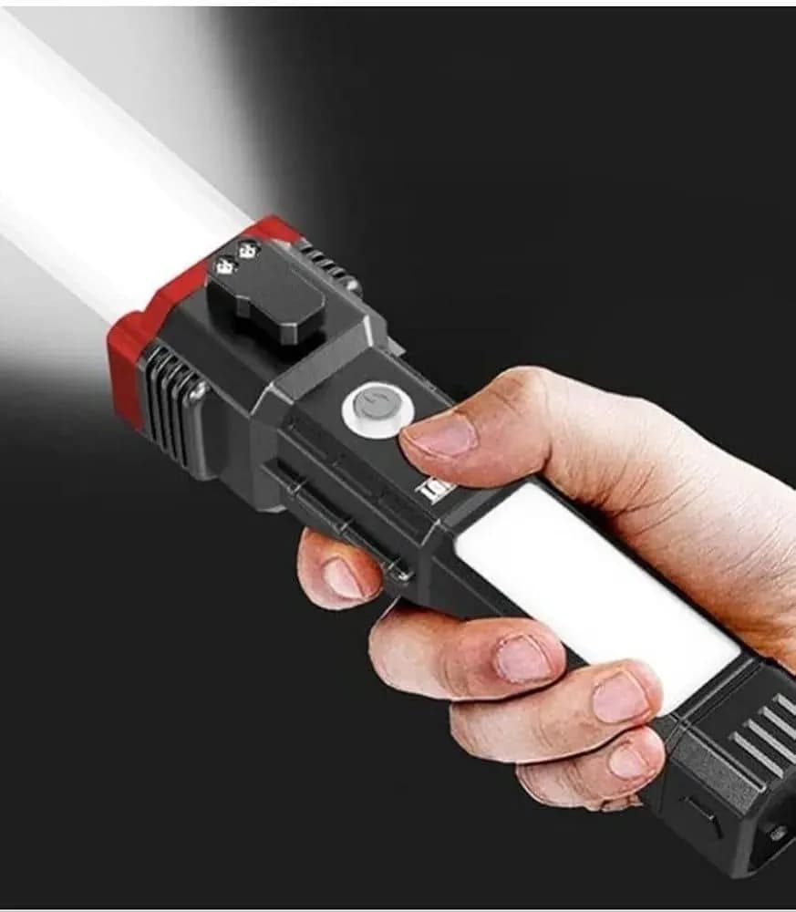 Rechargeable 8-in-1 Flashlight Black ABS Type-C