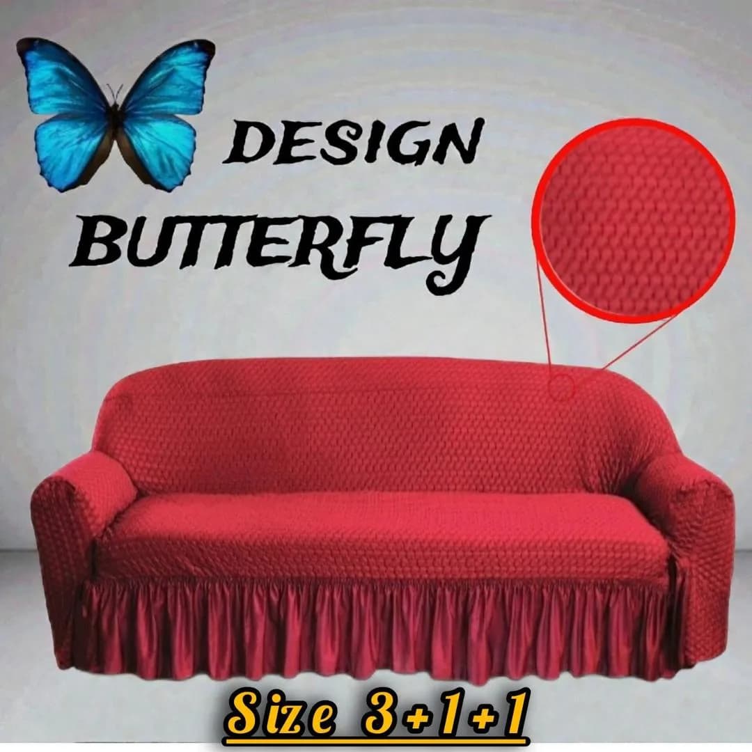 Maroon Textured Mesh Sofa Cover 3+1+1 Seater
