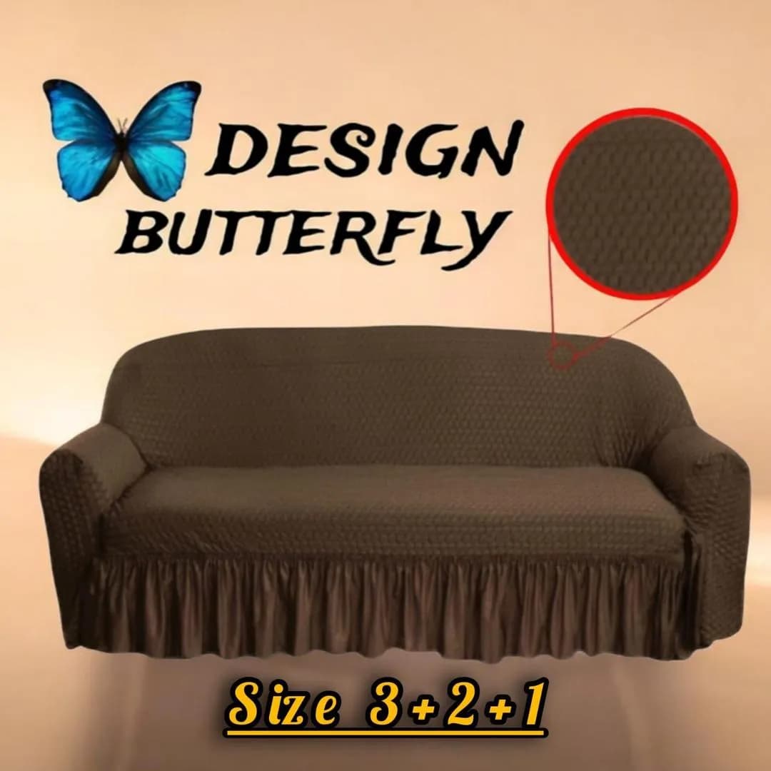 Brown Butterfly Sofa Cover 3+2+1 Mesh Fabric