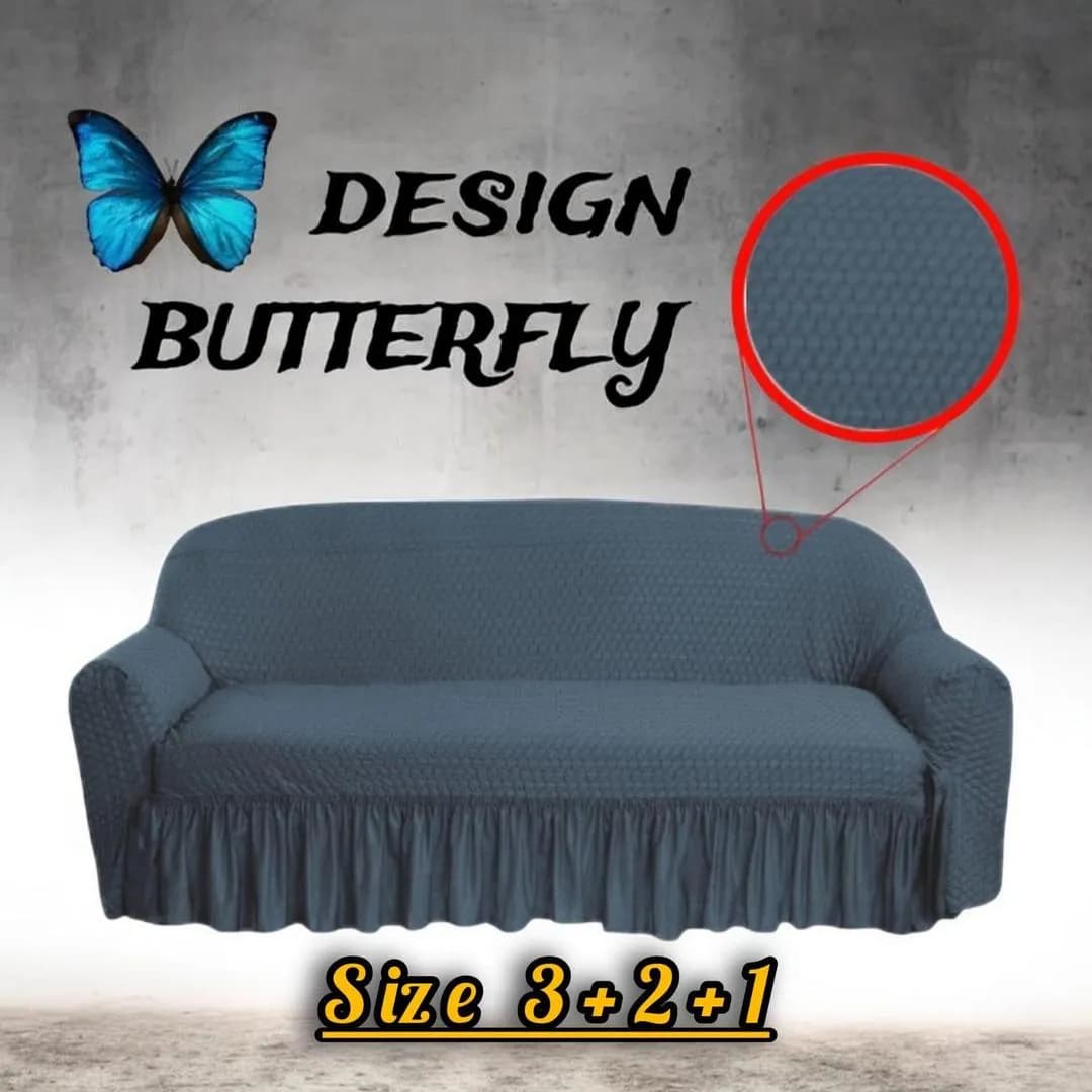 Butterfly Style Grey Mesh Sofa Cover 6 Seater 321