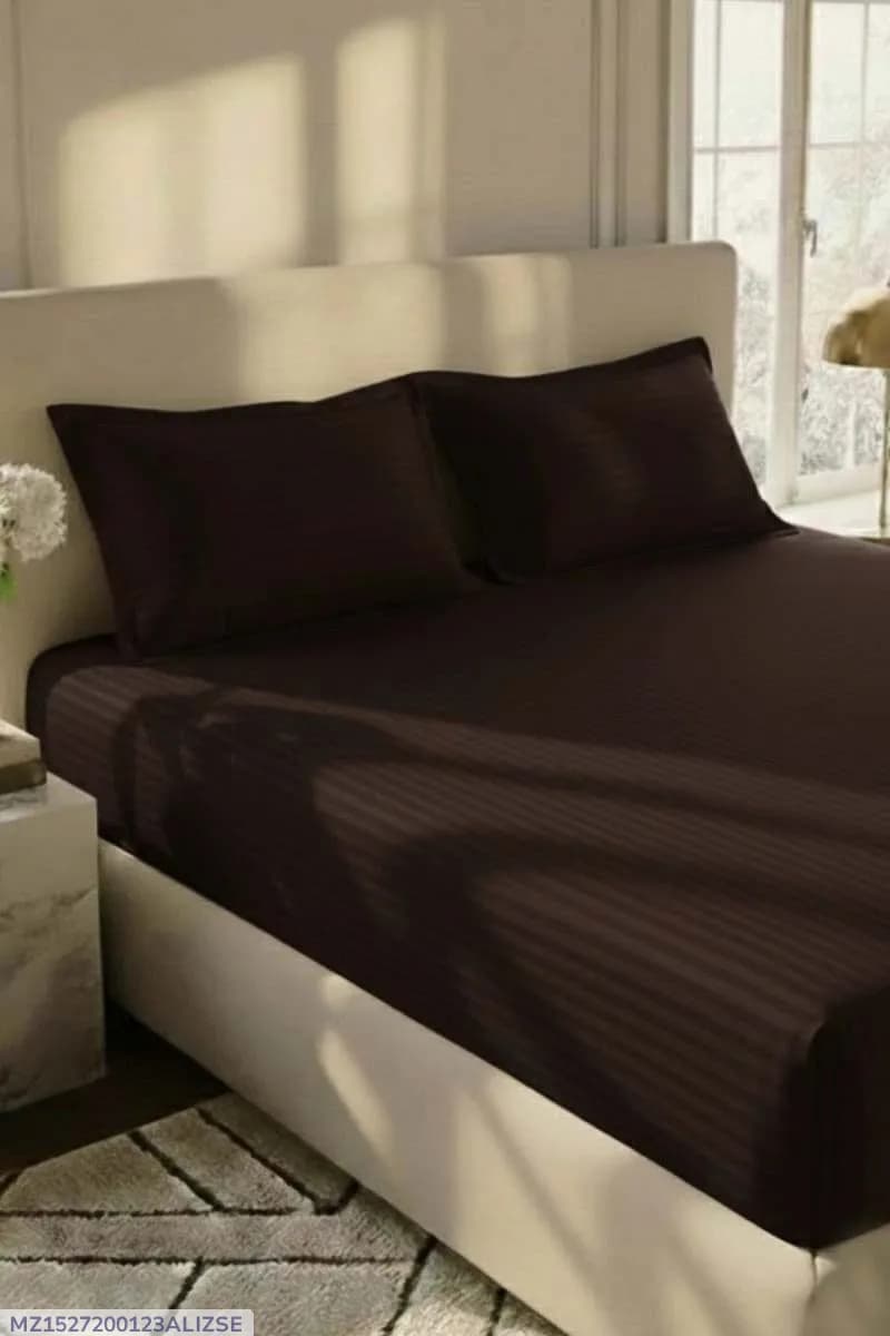 3 Pcs Micro Cotton Plain Double Bedsheet