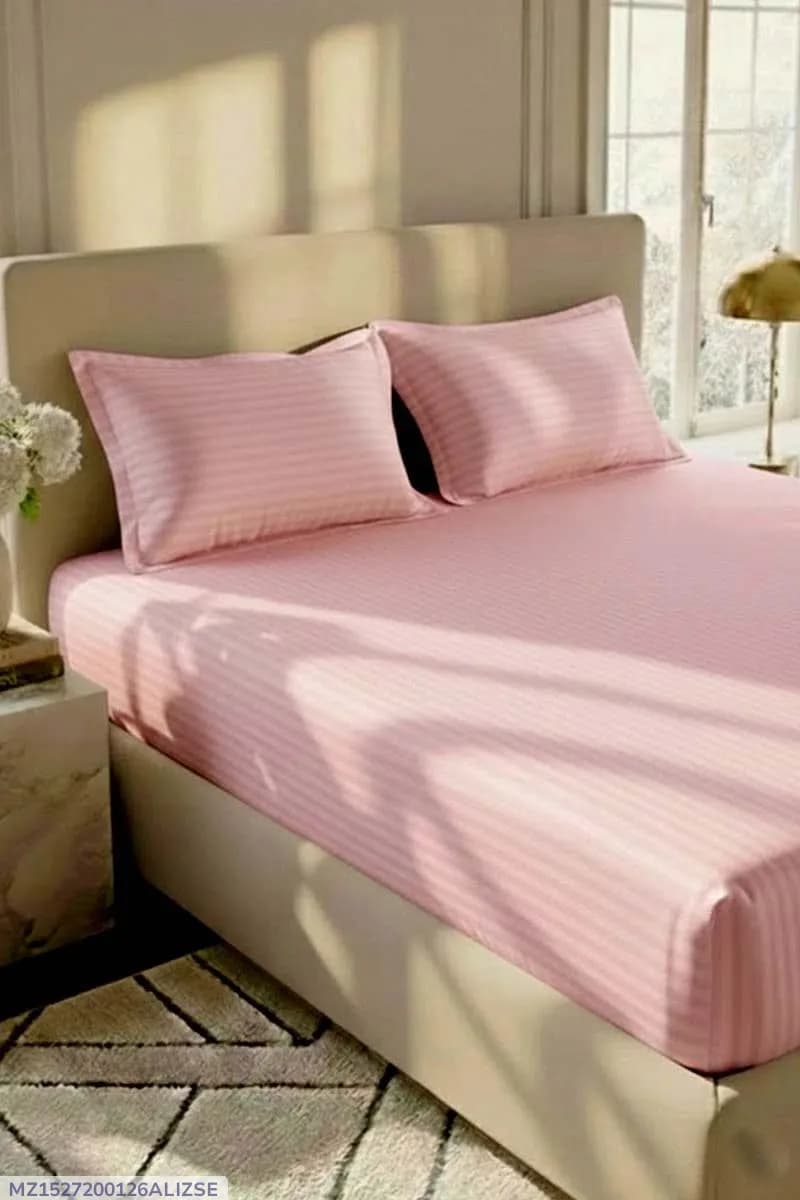 3 Pcs Micro Cotton Plain Double Bedsheet