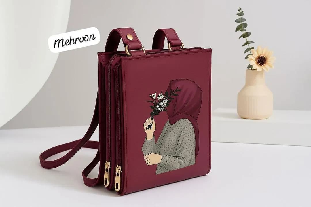 Maroon Printed Crossbody Bag for Women Unisex