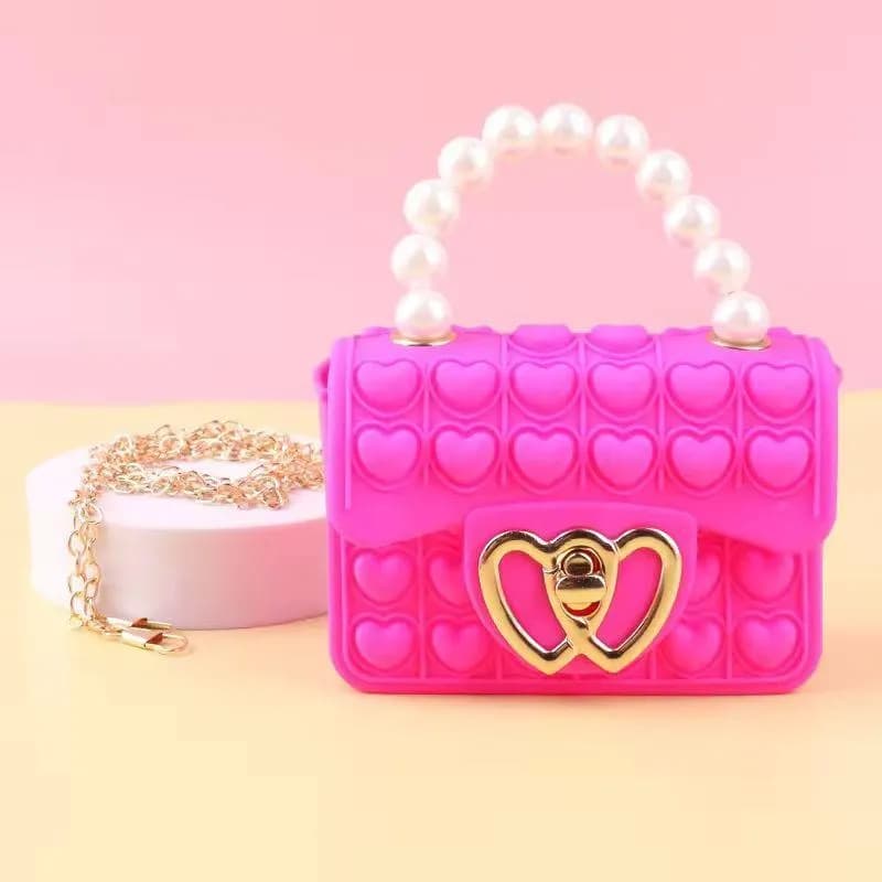 Pink Heart Silicone Crossbody Bag for Girls