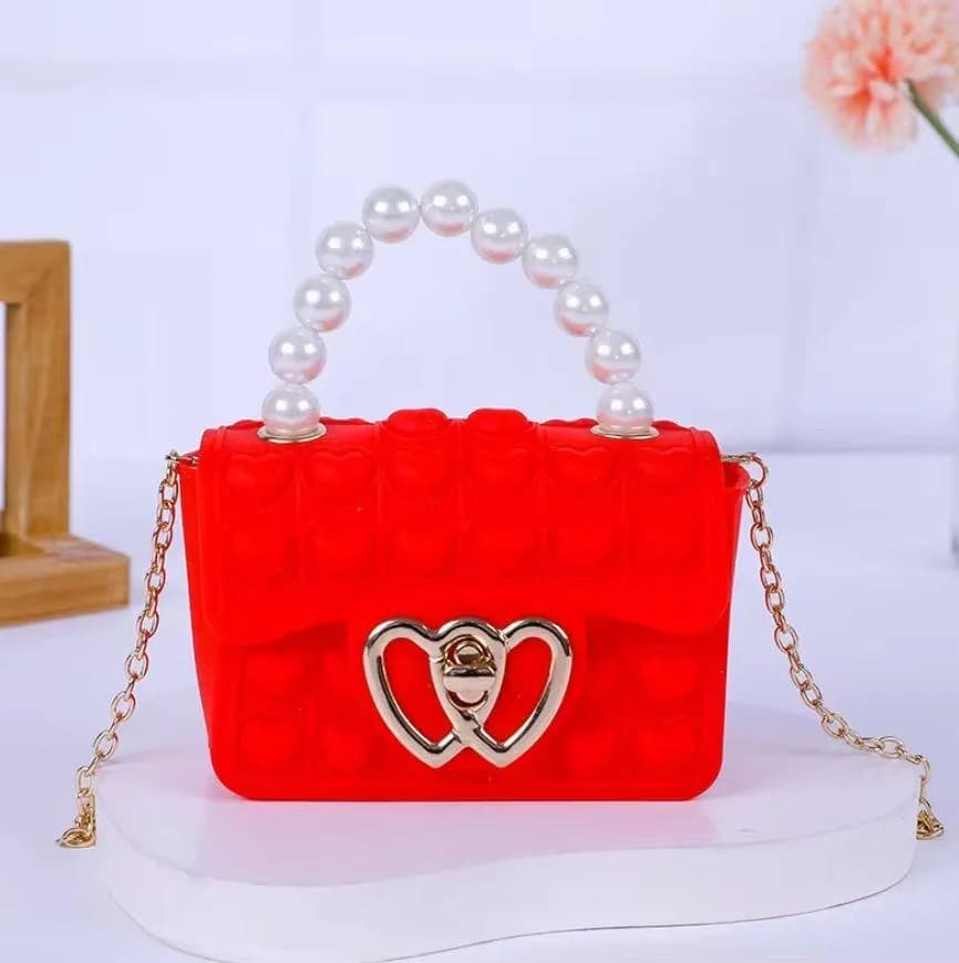 Pink Heart Silicone Crossbody Bag for Girls