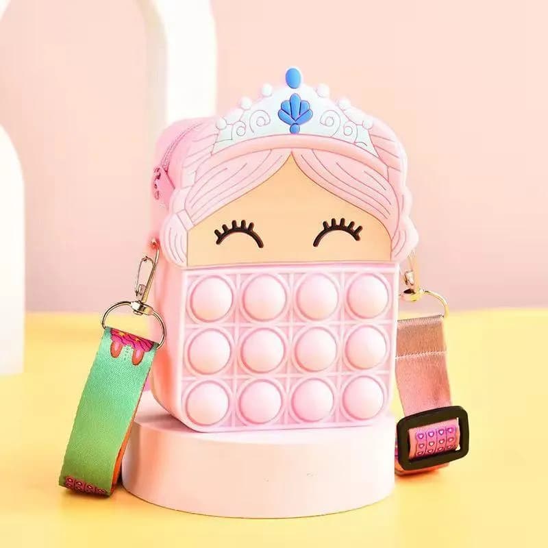 Princess Pop-it Crossbody Bag Multicolor Silicone for Girls