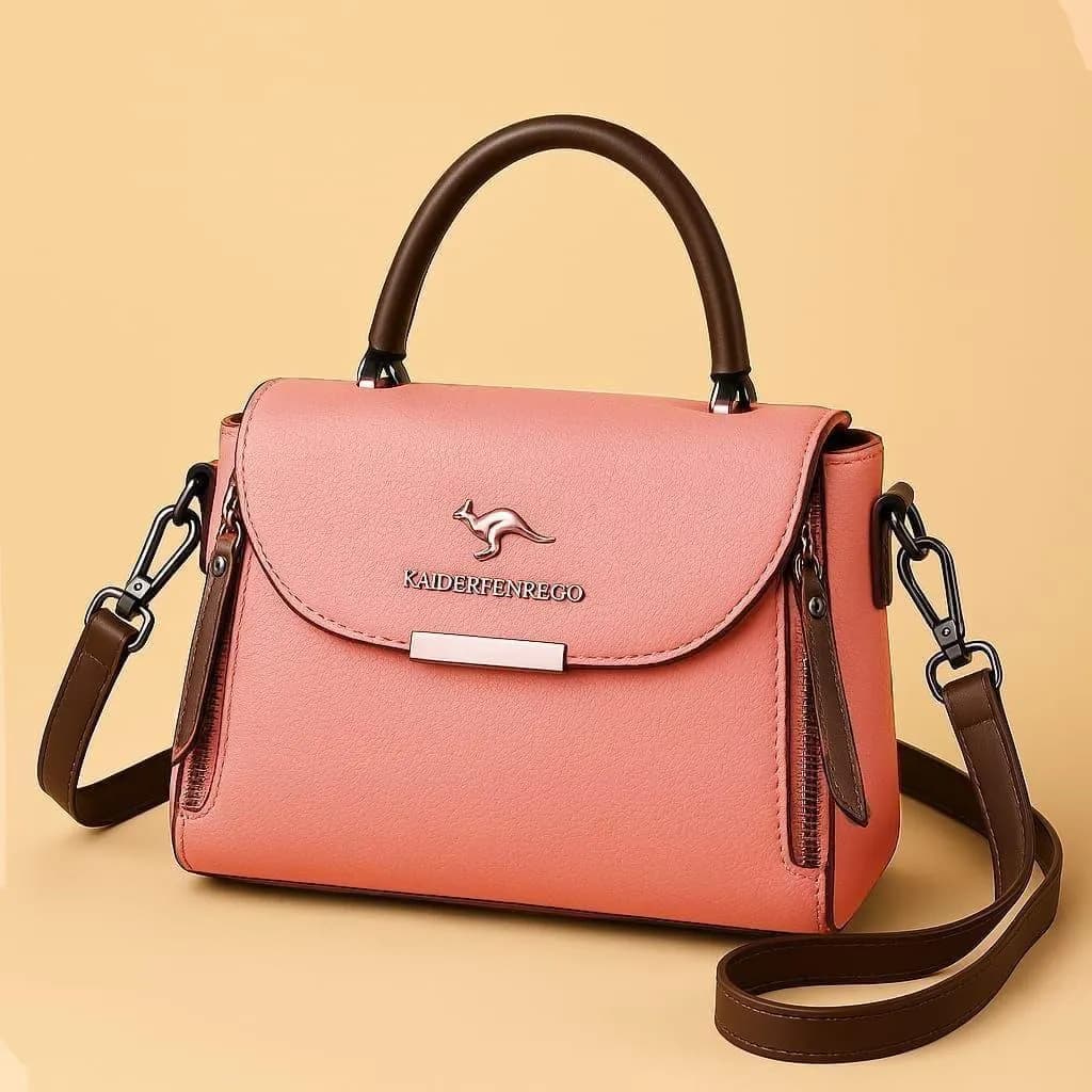 Pink Crossbody Bag for Women with Leather Handle & Shoulder Strap