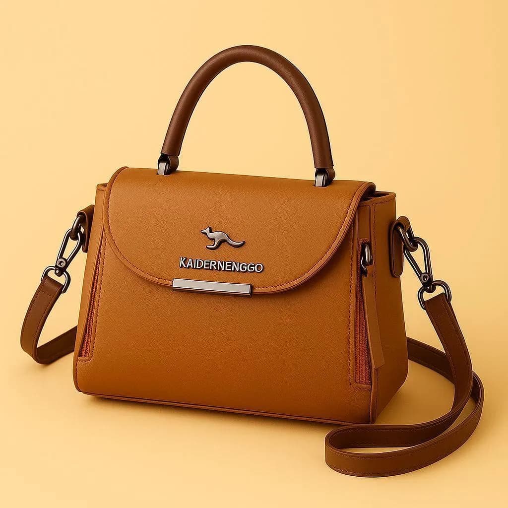 Mustard Leather Crossbody Bag for Women with Adjustable Strap