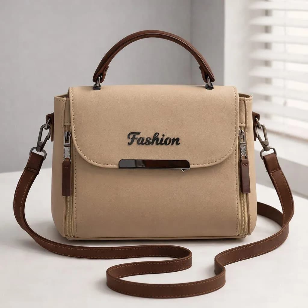 Beige Leather Crossbody Bag for Girls