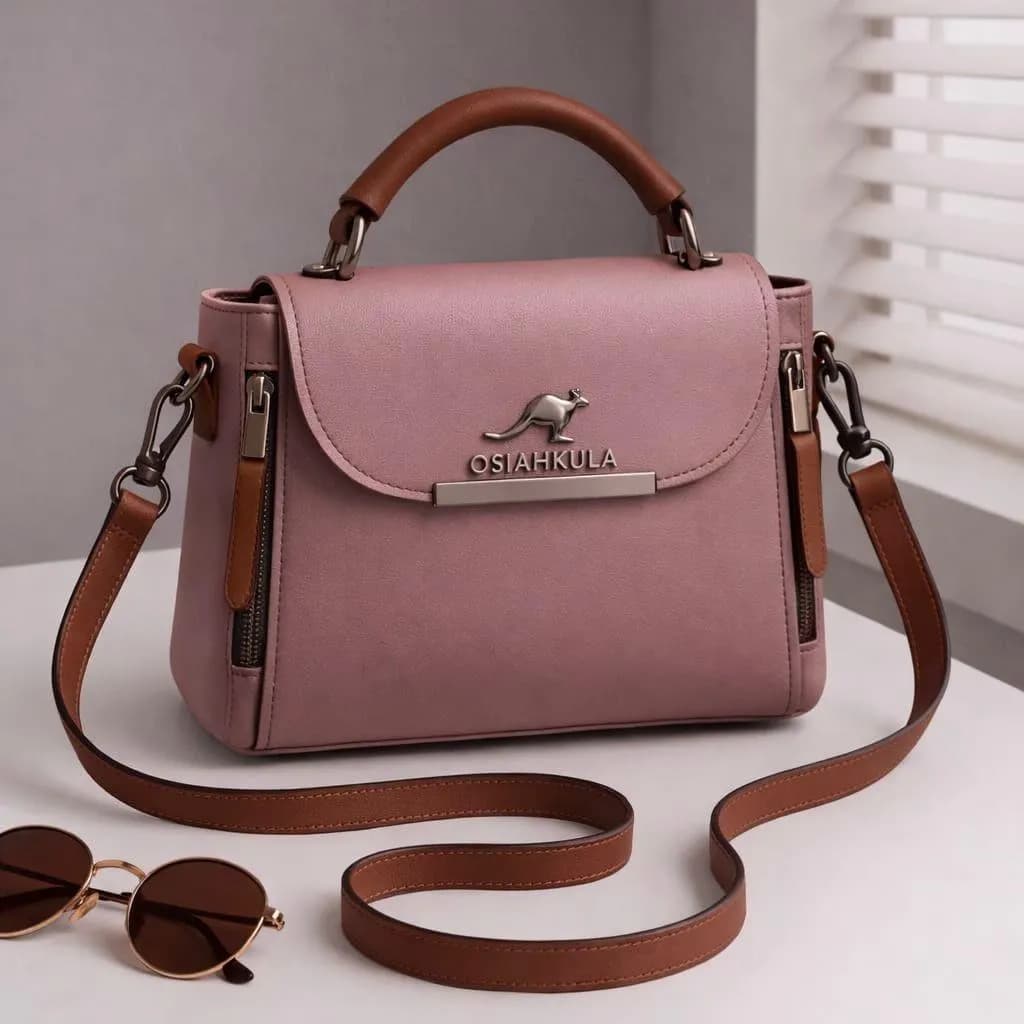 Pink Leather Crossbody Bag for Girls