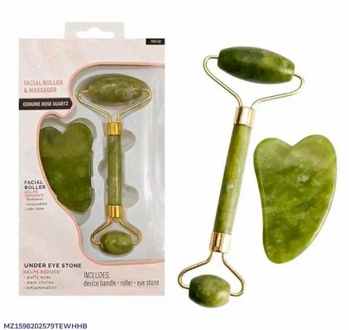 Green Facial Derma Roller with Under Eye Stone Material