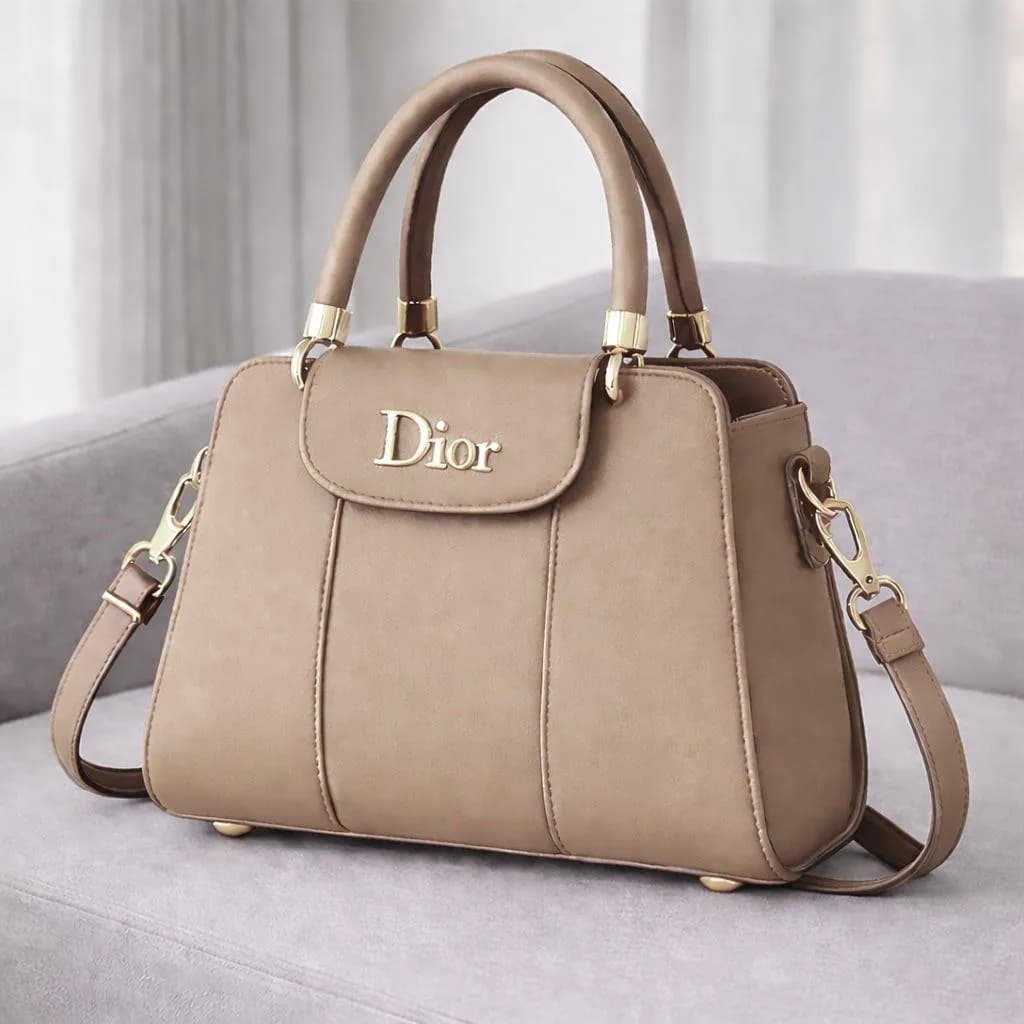 Women's Beige Leather Shoulder Bag 9x12"