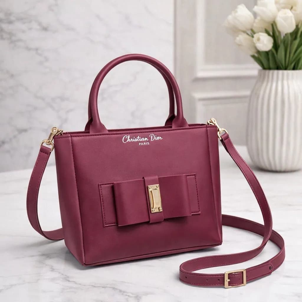 Maroon Leather Shoulder Bag for Women 8x10 Inches