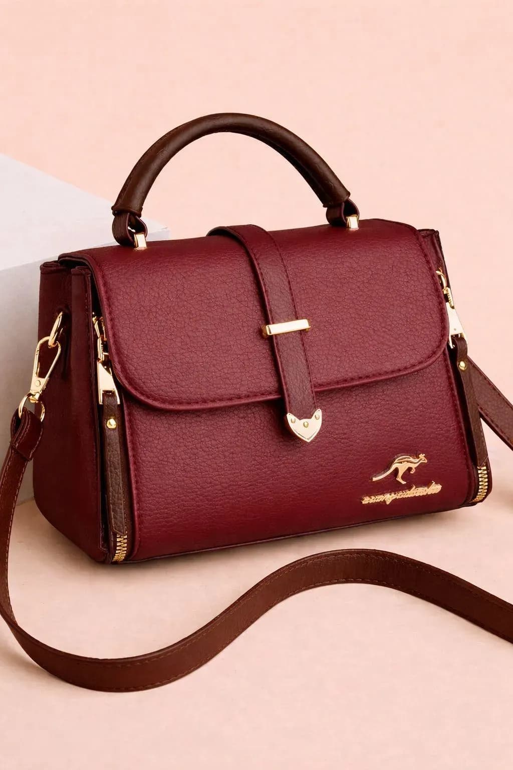 Maroon Leather Shoulder Bag for Women - image 1