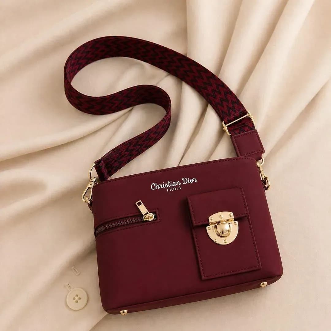 Maroon Leather Shoulder Bag for Women