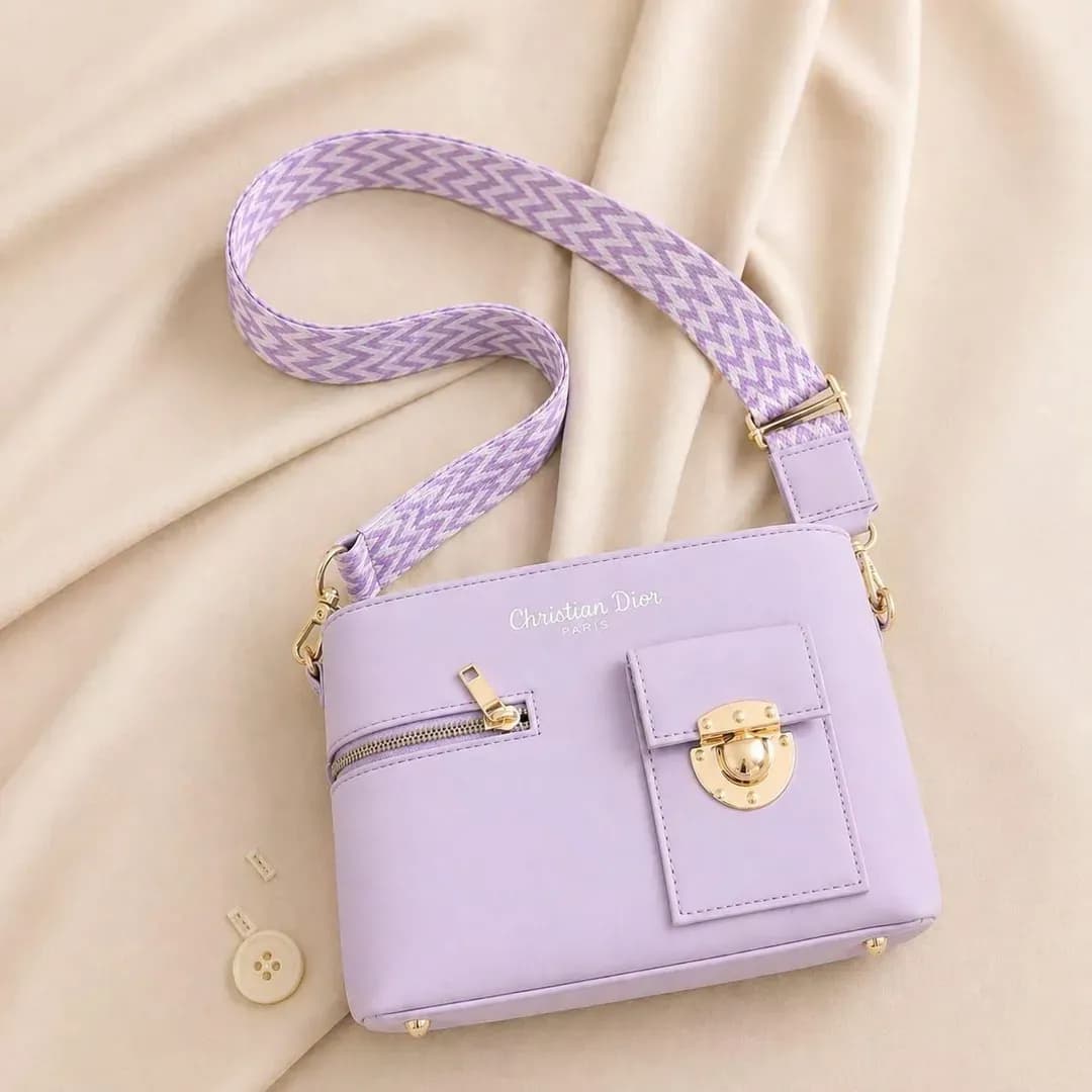 Purple Leather Shoulder Bag for Women