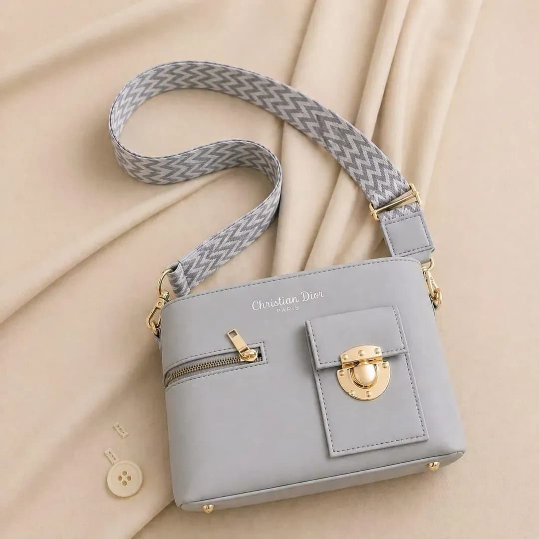 Grey Leather Shoulder Bag for Women