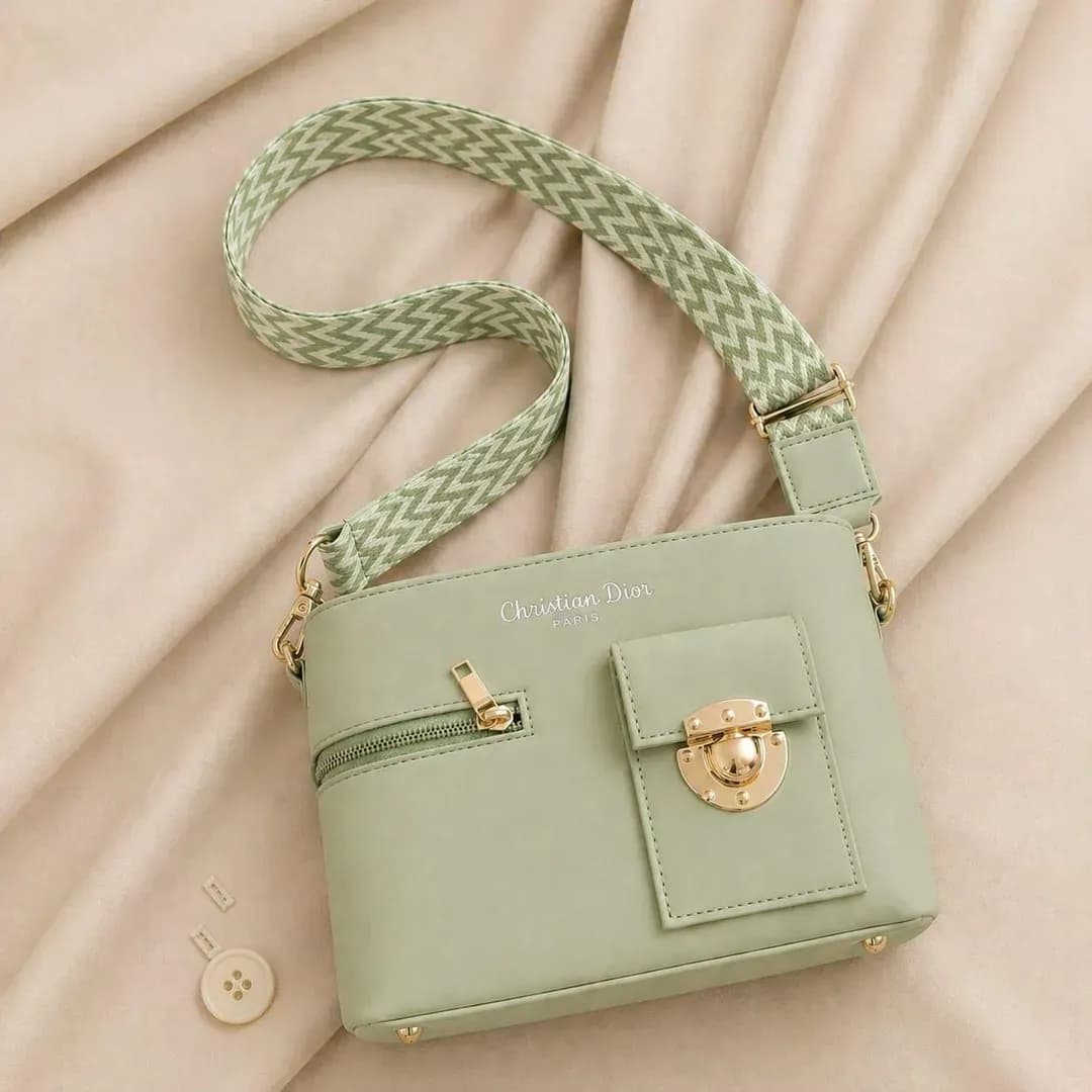 Green Leather Shoulder Bag for Women