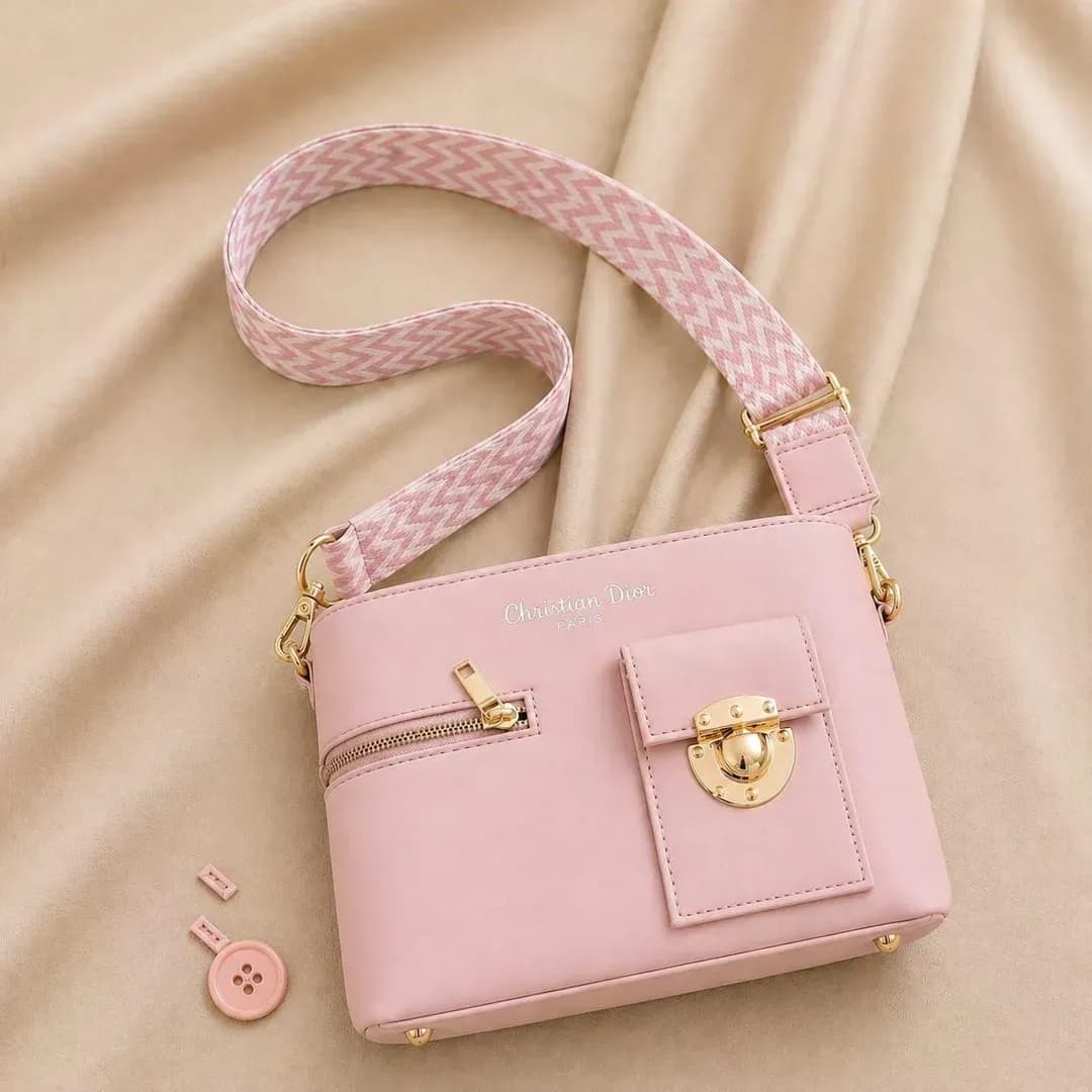 Pink Leather Shoulder Bag for Women