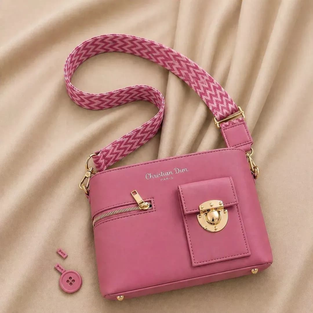 Pink Leather Shoulder Bag for Women