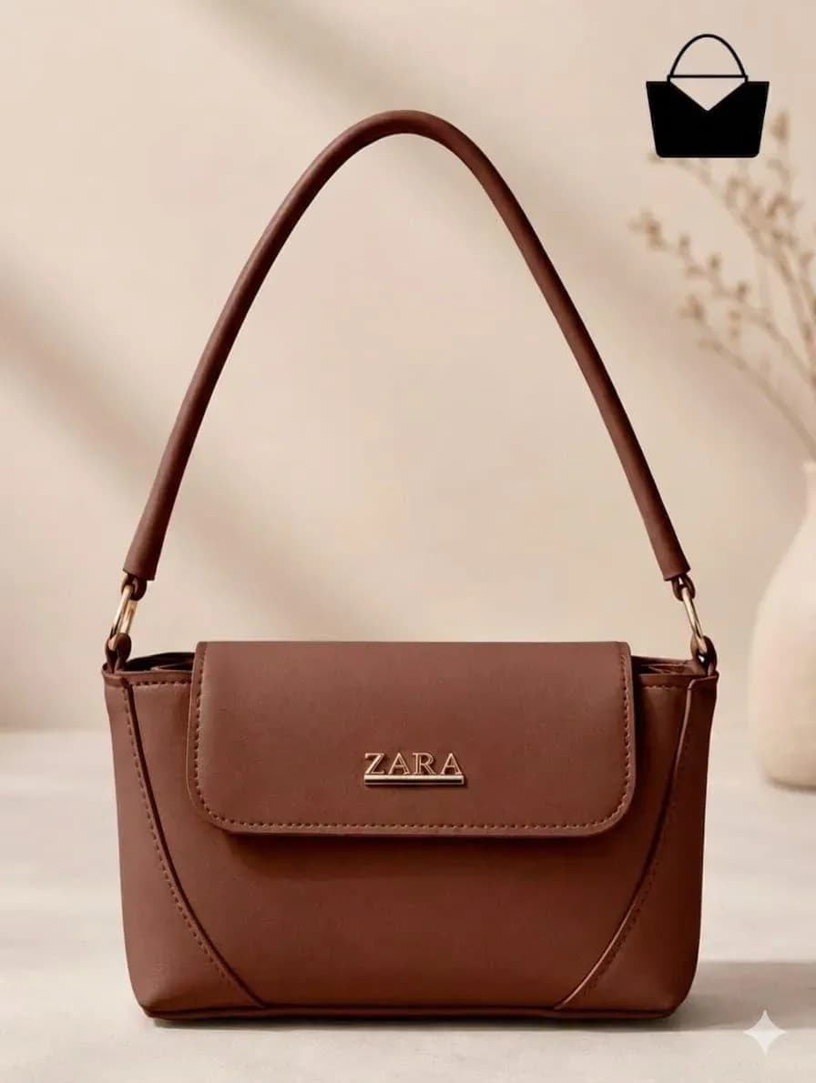 Women's Mustard Leather Shoulder Bag with Zipper Closure